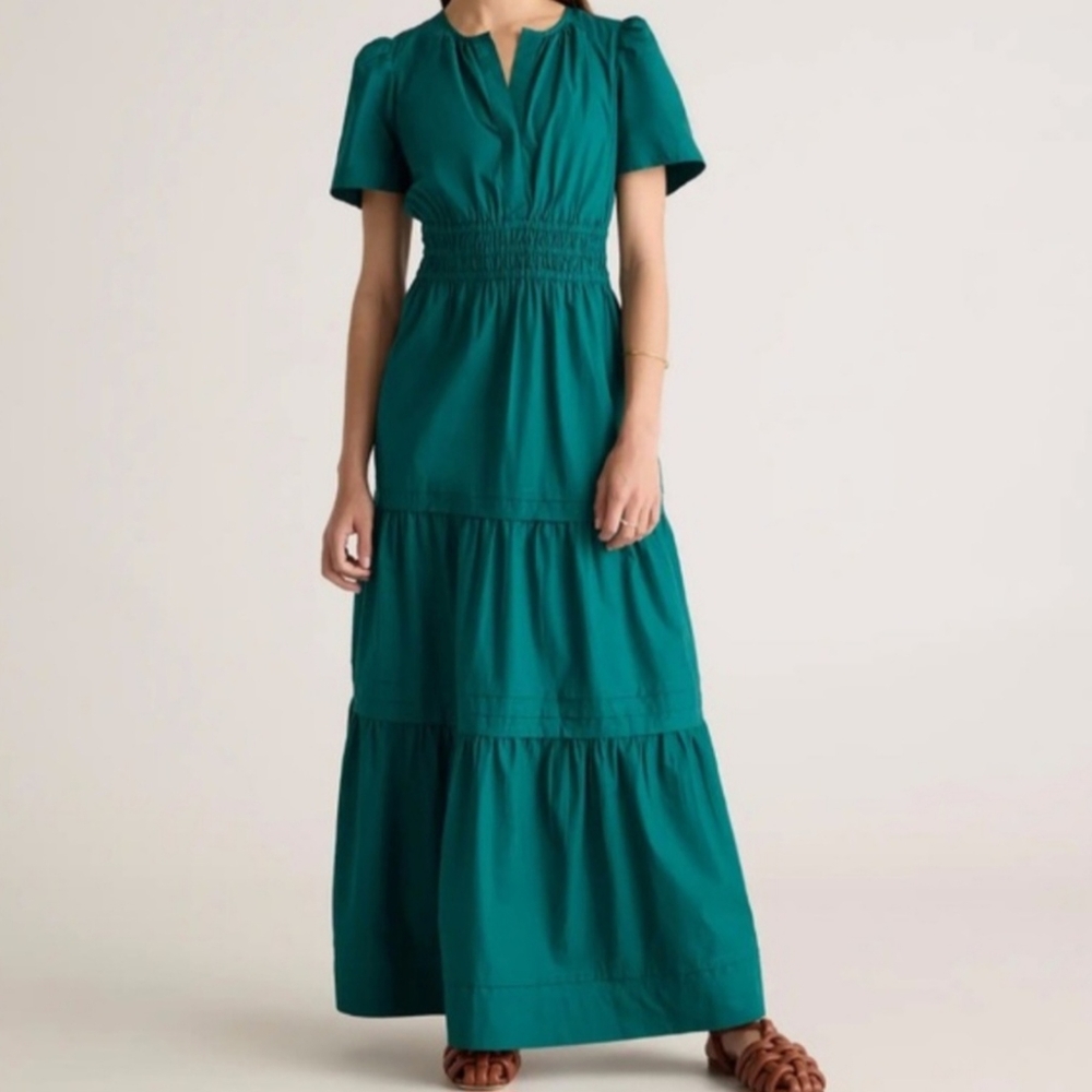 Quince Teal Maxi 100% Organic Cotton Dress - Picture 4 of 5